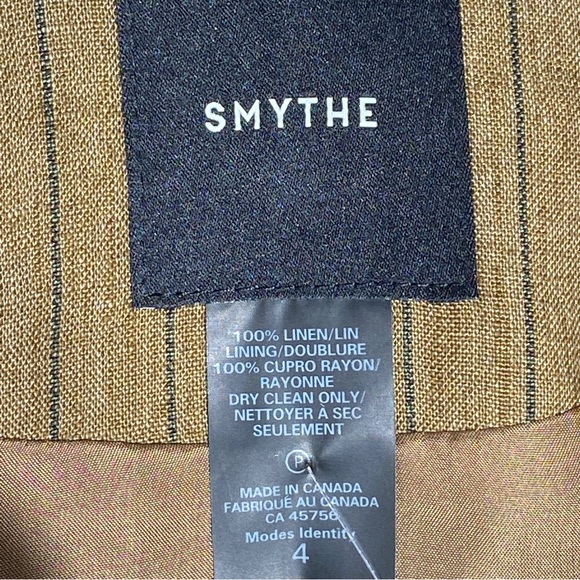 Like New: SMYTHE Peaked Lapel Blazer With Cargo Pocket in Burlap Stripe Size 4 - Picture 6 of 6